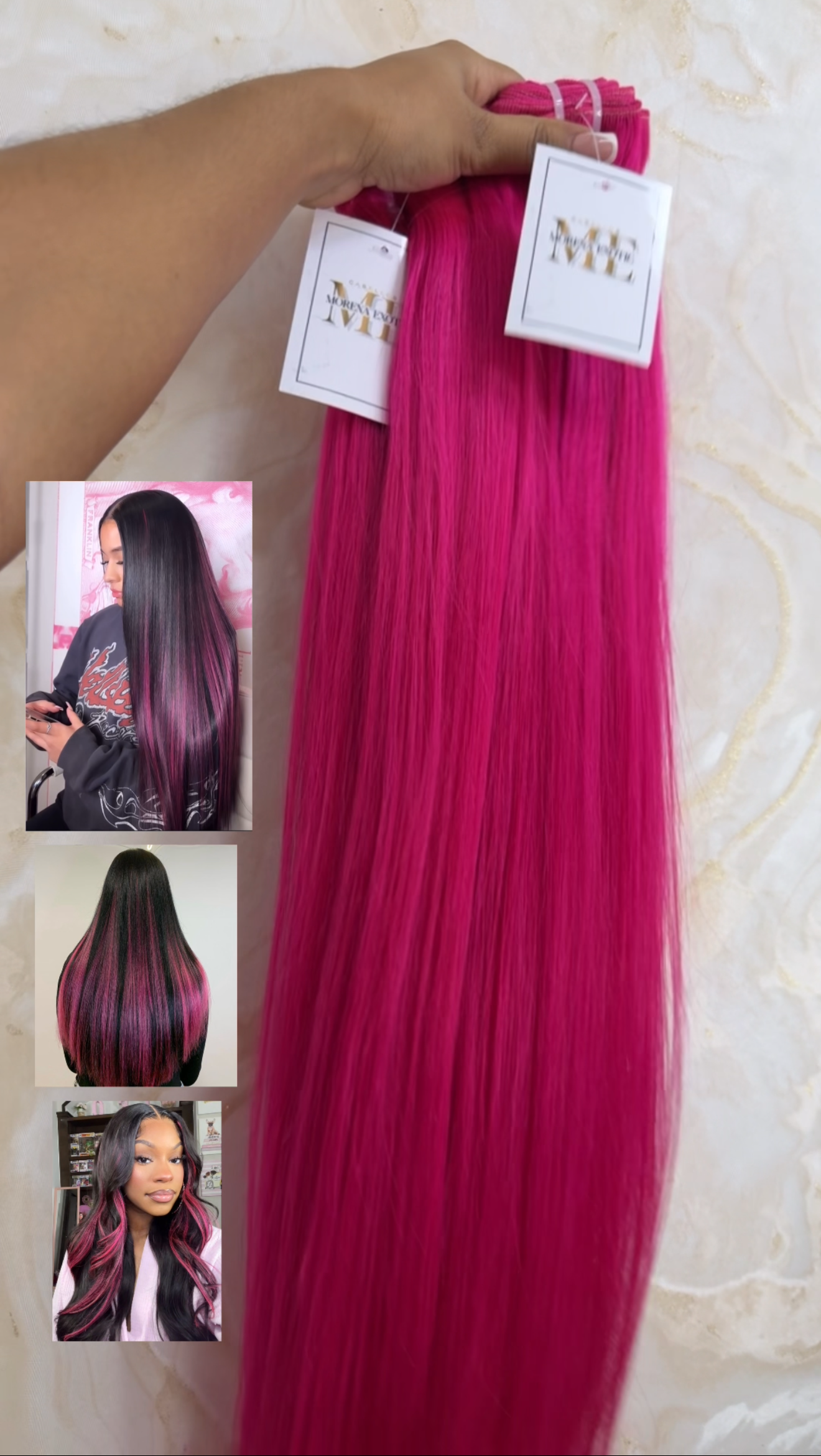 Cabello fucsia para iluminaciones Largo 30